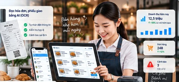 Màn hình POS AI bán hàng tại quầy